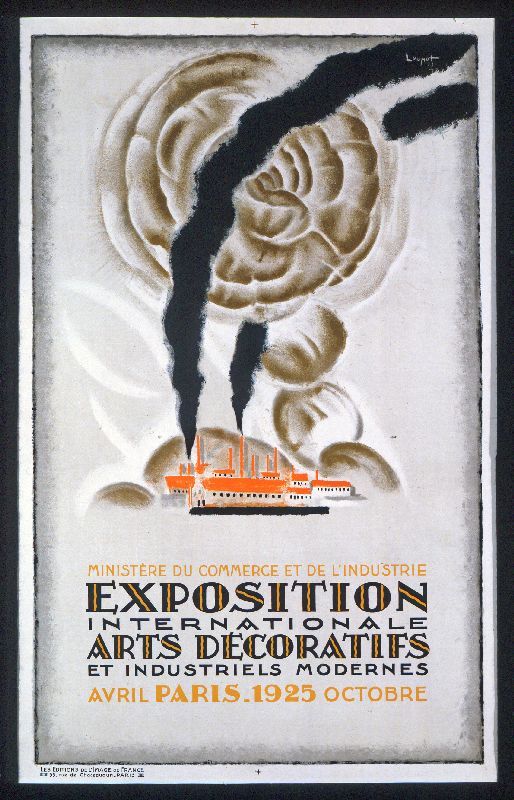 Affiche de l'exposition Art déco de 1925 à Paris. Cartel de la "Exposition internationale des Arts Décoratifs et industriels modernes" de 1925