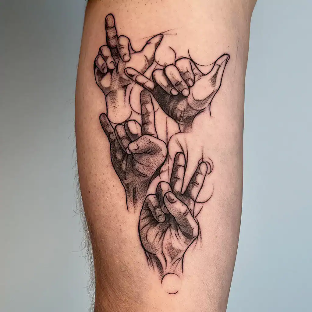 sketchy tattoo mit Händen der Familie