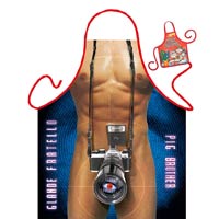 Eine Kochschürze mit einem nackten Fotografen