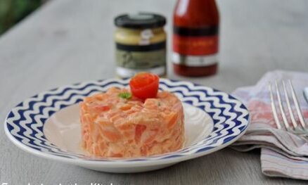 Tartare de saumon, moutarde au pesto Clovis