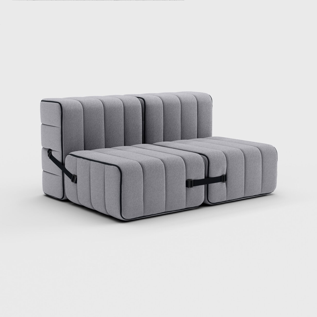Modulares 2-Sitzer Sofa im Stoff Jet –  4 Sofa Module