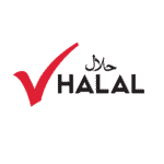 Halal certified logo with a red checkmark and Arabic text