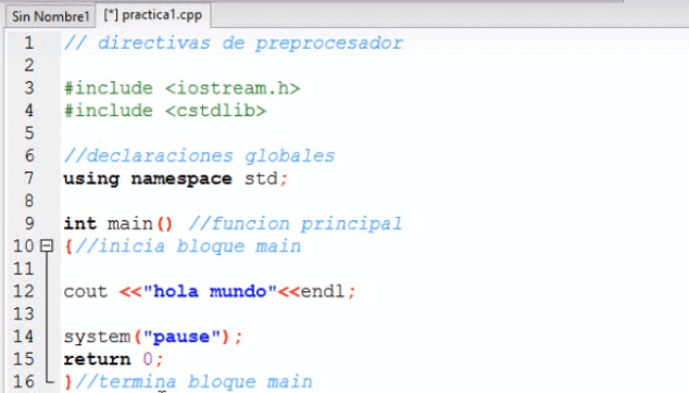 escribir hola mundo en c++