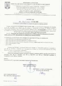 Notificare Direcția de Sănătate Publică pentru activități de dezinsecție, deratizare și dezinfecție