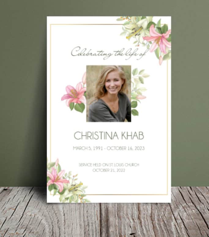 Sunflower funeral order of service 050 Template Design Order Of