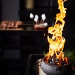 A close up of a fire