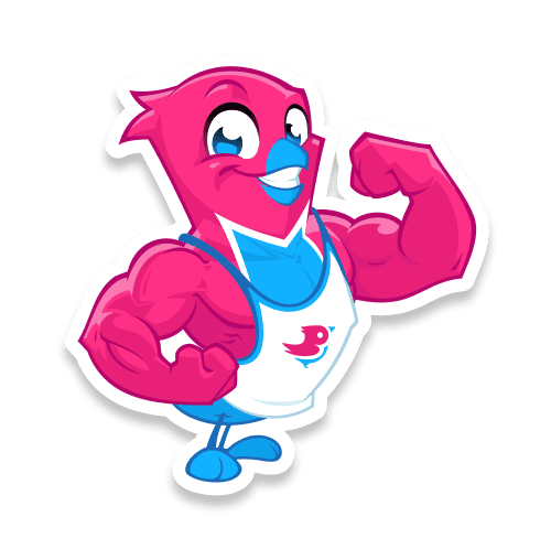 at gym Bird cartoon at the gym