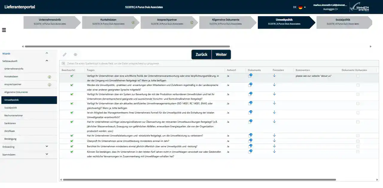 Supplier portal with workflow