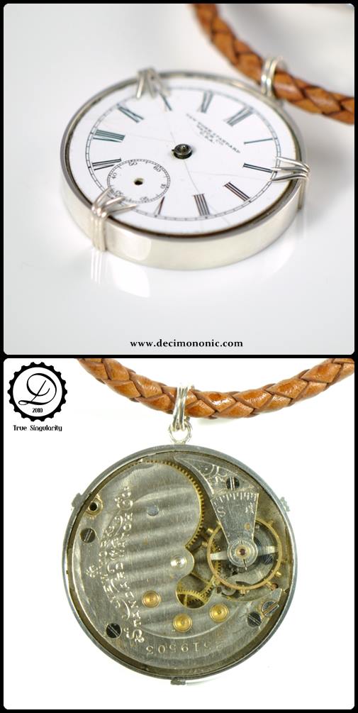 Decimononic - Shikra pendant - sterling silver steampunk pendant with pocket watch movement Decimononic - Shikra pendant - sterling silver steampunk pendant with pocket watch movement
