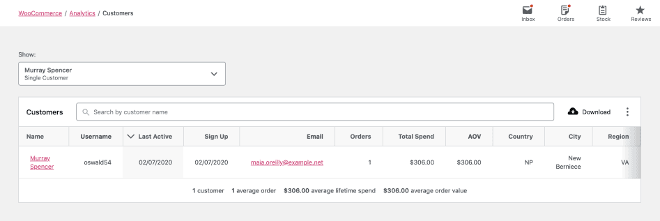 result customer report