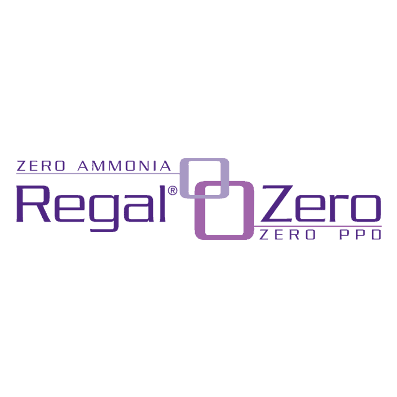 Logo with the words "Zero Ammonia Regal Zero Zero PPD" featuring two overlapping squares in purple tones on a white background.