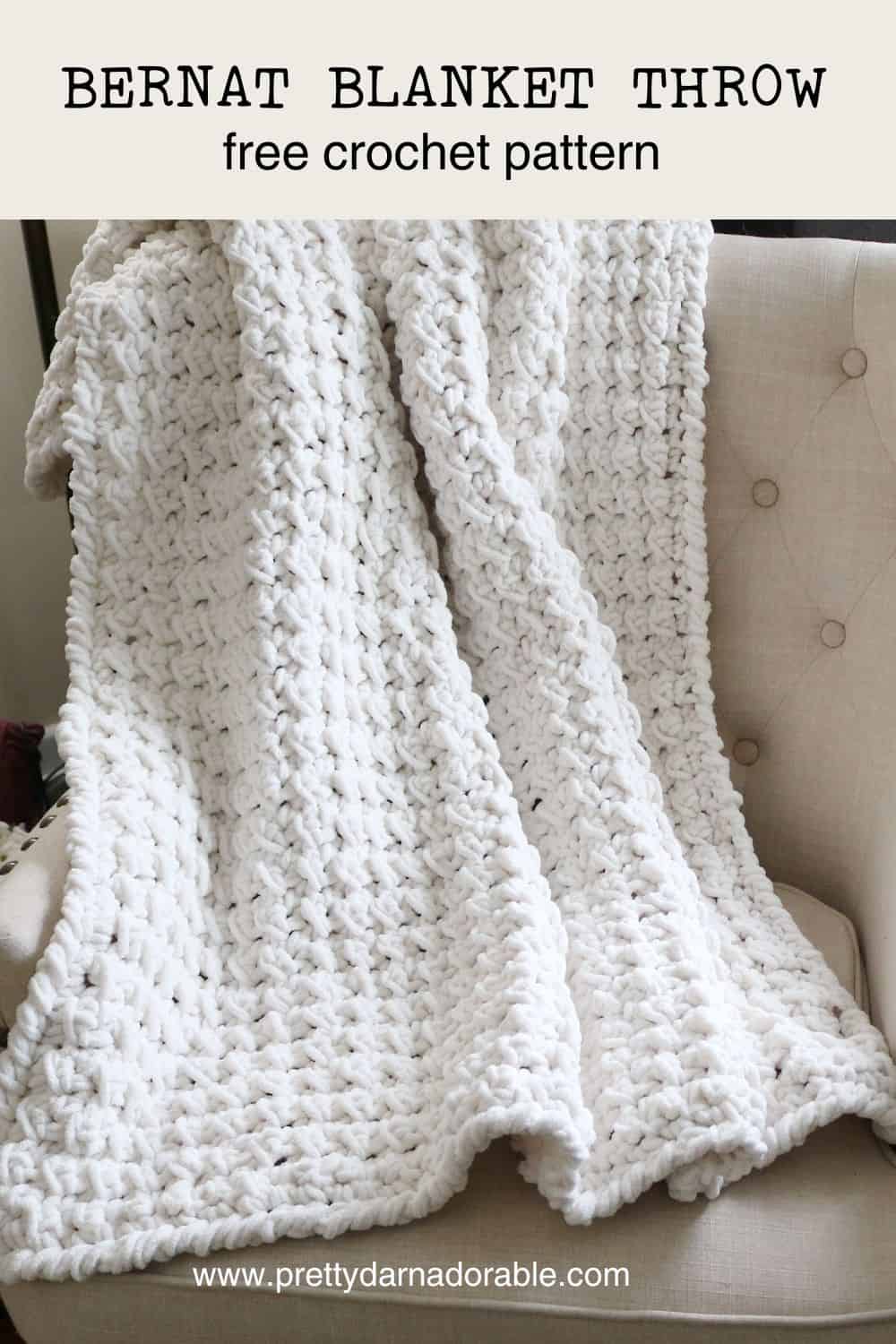 Creamy chunky throw blanket on a chair - Free crochet throw pattern