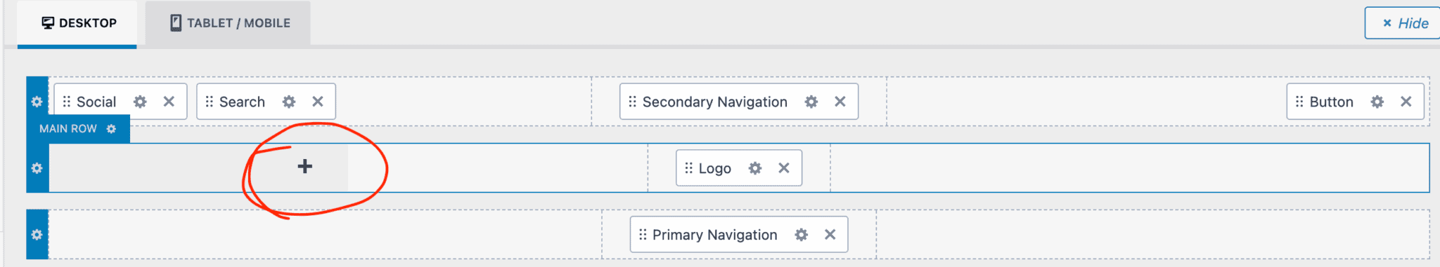 How to customize your site header in WordPress for Better User Experience 7 click on the plus sign in the header builder to add blocks and widgets
