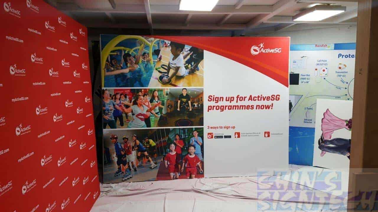 3.25 x 2.25m Fabric Pop Up display for ActiveSG
