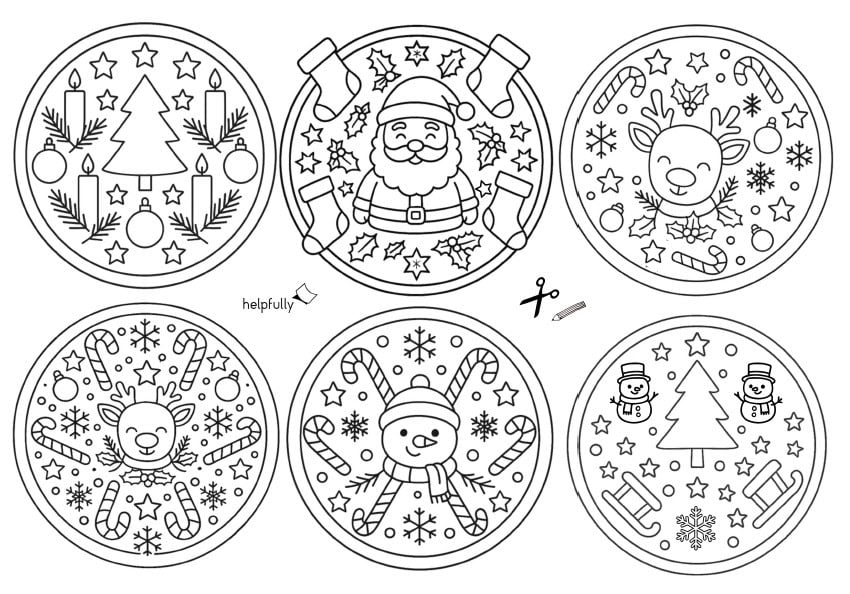 Winter Mandals für Kinder rund um Weihnachten als Gratis-PDF ausdrucken