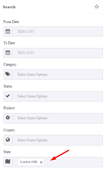 set status of product in filter form