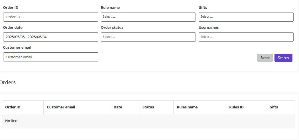 Gifts track order report