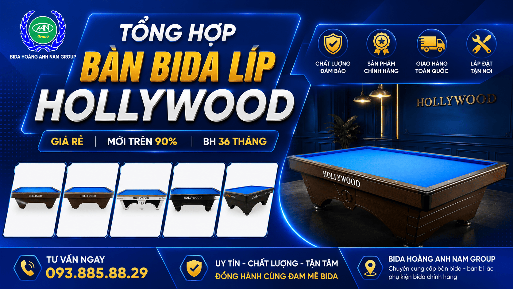 Tổng Hợp Bàn Bida Líp Hollywood Giá Rẻ | Mới Trên 90% | BH 36 Tháng