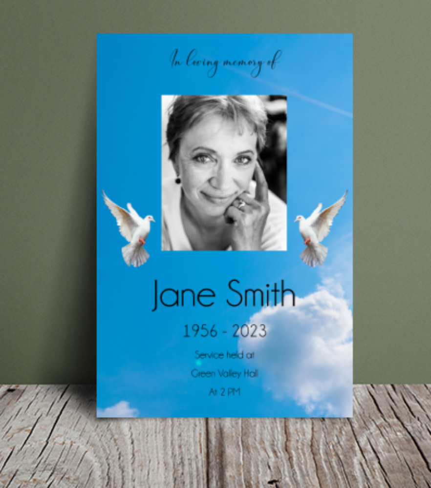 Blue sky with doves funeral order of service template 129 Blue sky with doves funeral order of service template 129 - Free Funeral Order of Service Template