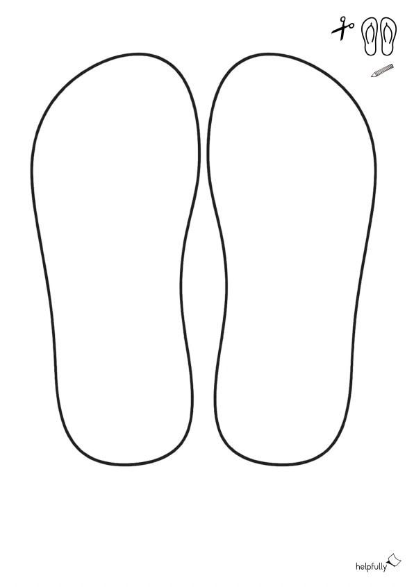 Malvorlage zum Basteln mit Badelatschen Flipflops