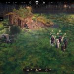 Ancien village viking dans un jeu de survie avec personnages en environnement forestier, gameplay stratégique, collecte de ressources bois, et gestion d'une communauté dans un univers historique.