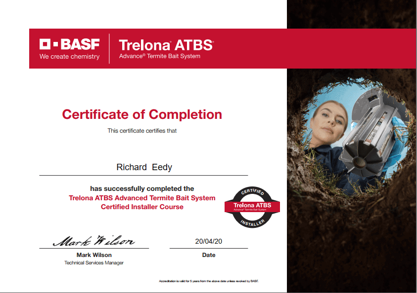 trelona atbs termite treatmentsystem certification