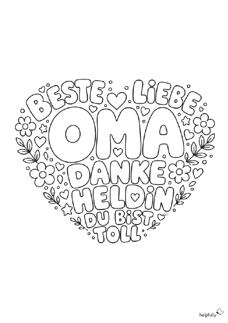 Herz für Oma basteln und ausmalen - mit der DIY-Vorlage zum Ausdrucken