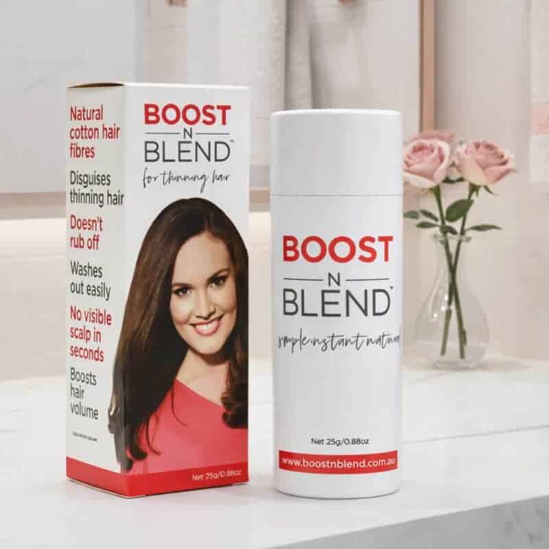 Boost N Blend cotton hair fibres 25g bottle and box