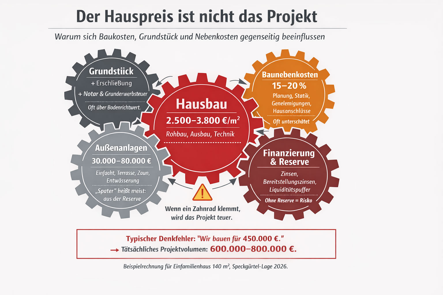 Wie sich beim Hausbau die Kosten verteilen