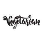 Vegetarian text logo with a leaf accent