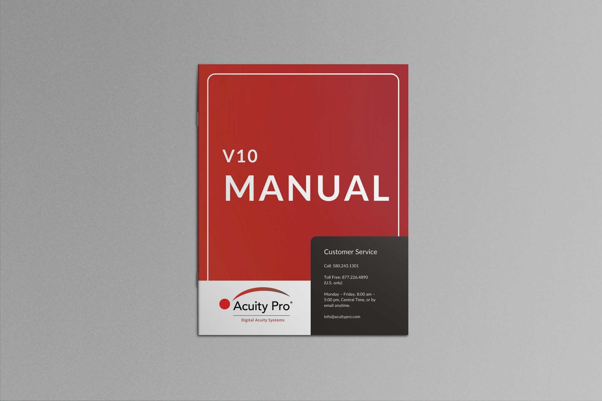 Acuity Pro Version 10 3 Acuity pro manual version 10 cover in red with customer service contact information