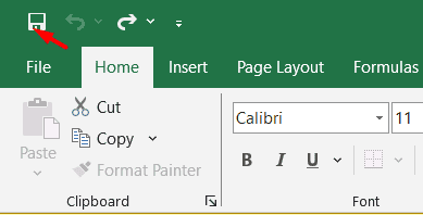 click Save button in Excel