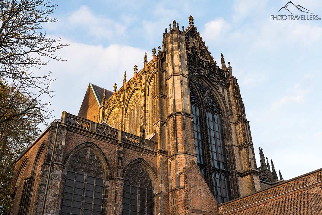 Der Utrechter Dom wird von der Abendsonne orange angestrahlt