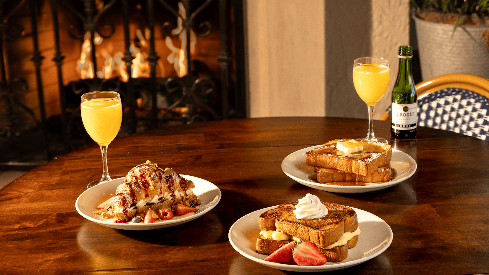 A delicious brunch menu with mimosas