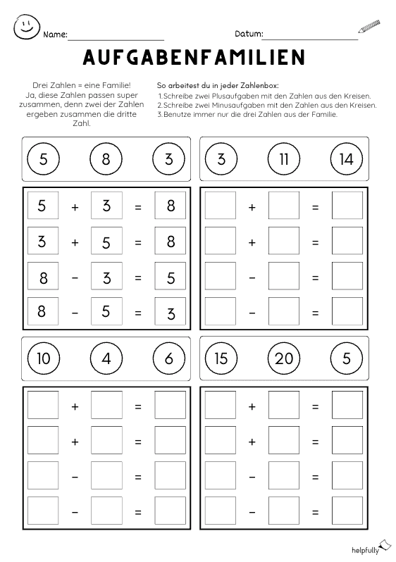 Beispiel einer Aufgabenfamilien-Rechnung