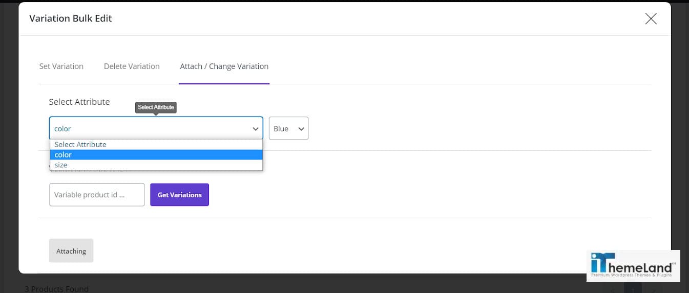 Attach/Change Variations