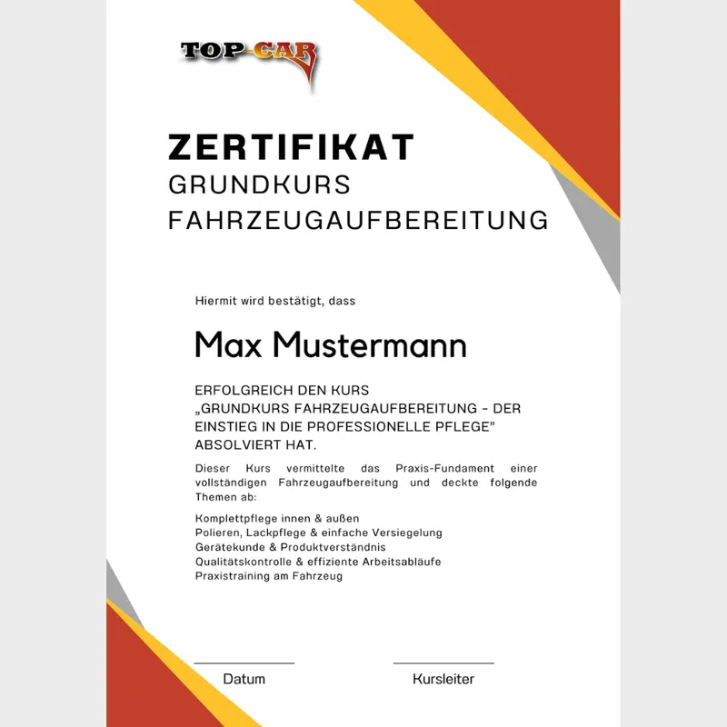 Zertifikat Grundkurs Fahrzeugaufbereitung (4) (1) Zertifikat Grundkurs Fahrzeugaufbereitung (4) (1)