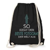 Turnbeuten mit dem Aufdruck "So sieht der beste Fotograf der Welt aus"