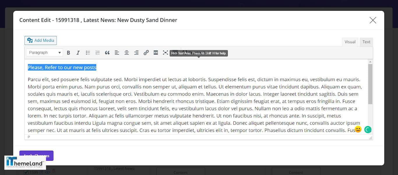 Inline edit Description directly in wordpress bulk post editing