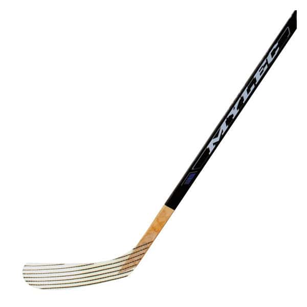 The Mylec MK3 Junior Stick 54" is a black and brown hockey stick with a curved blade, displayed on a white background.