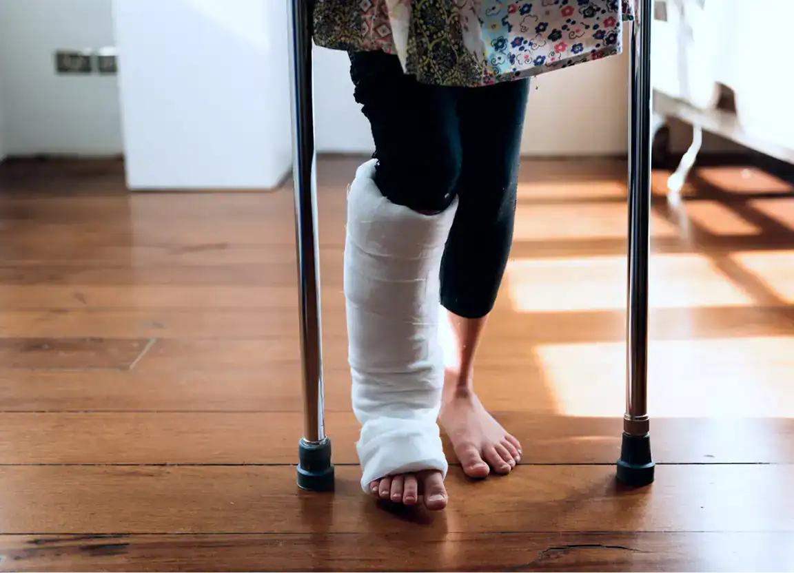 a person on crutches after an accident
