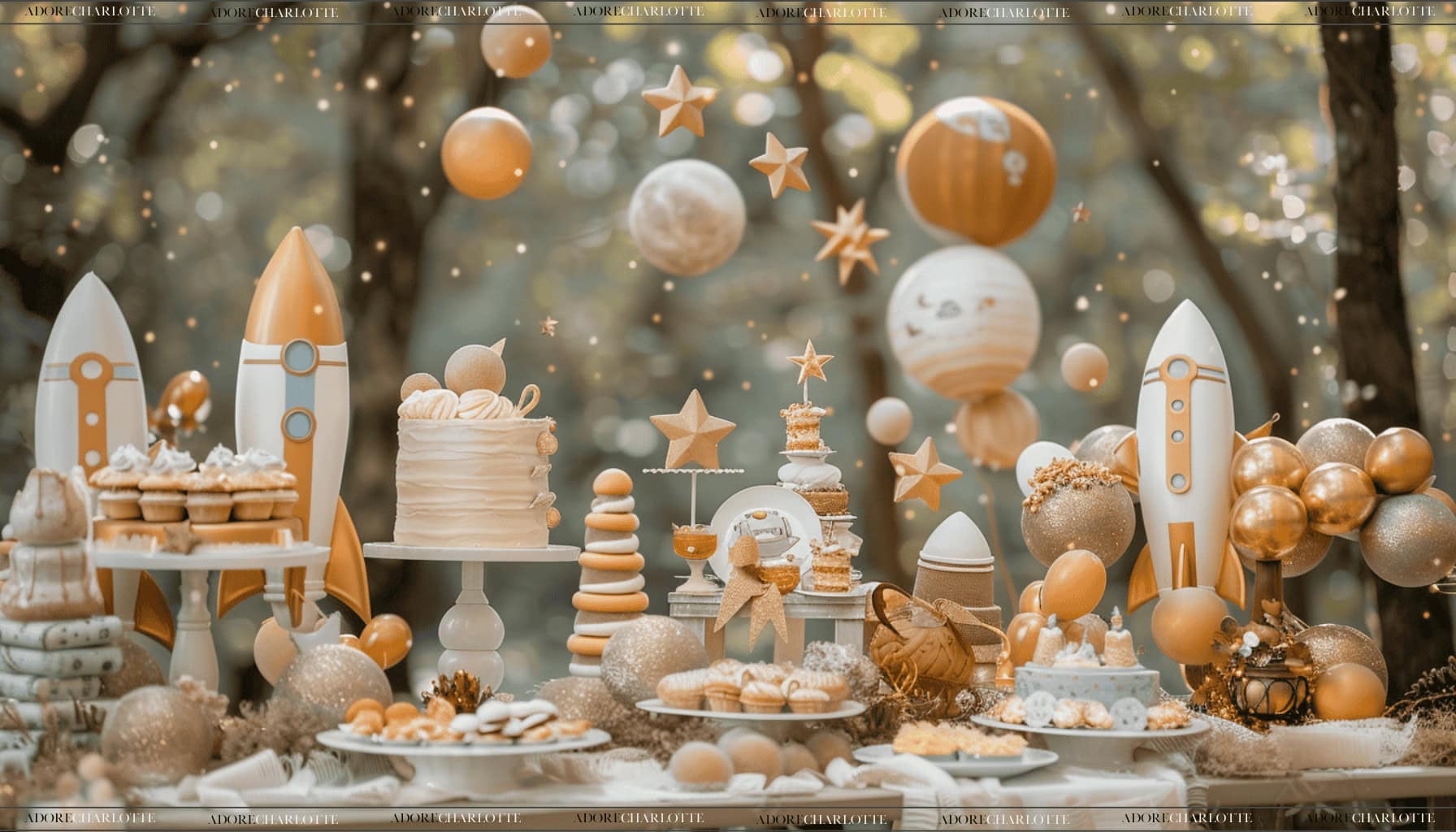 The Little Astronaut Boy First Birthday Theme Party Table Decorations