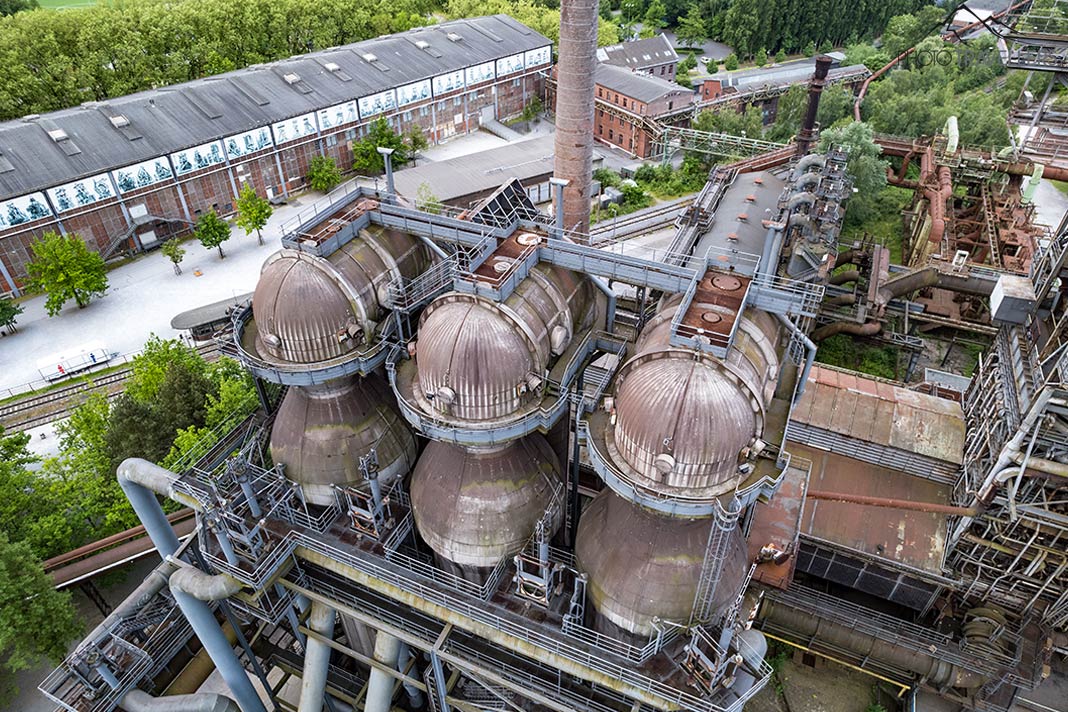 Blick aus der Luft auf den Landschaftspark Duisburg-Nord