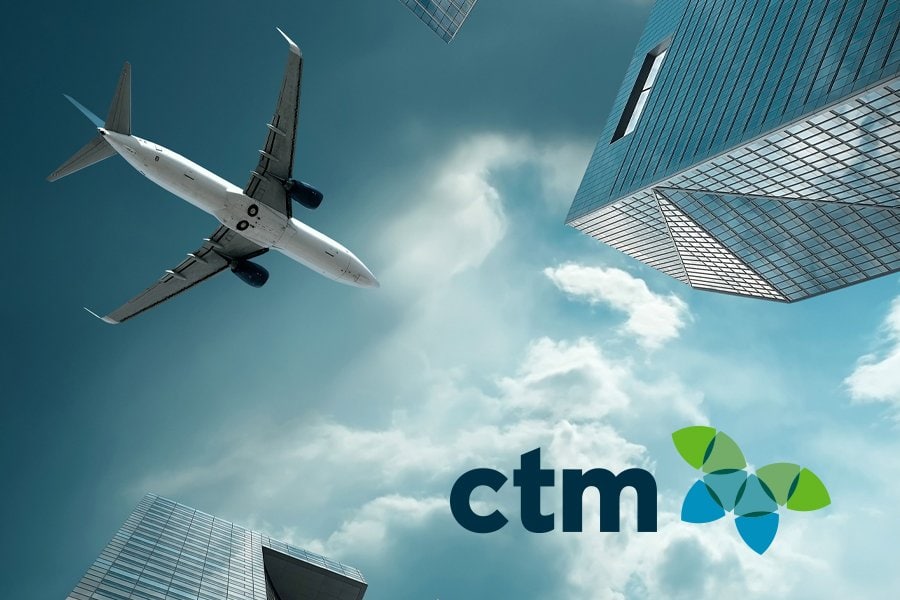 CTM airplane with skyscrapers