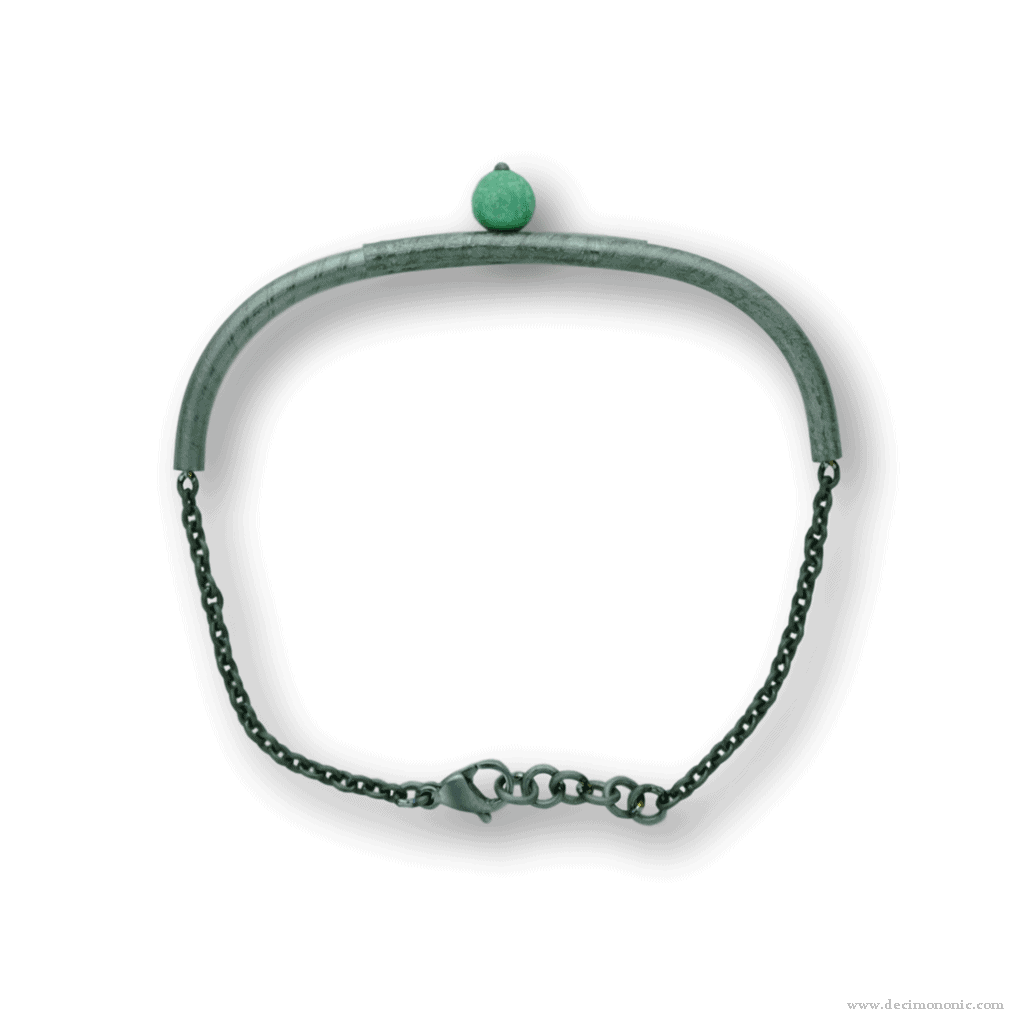 Titanium double bar cuff with variscite bead - Variscia Collection by Decimononic