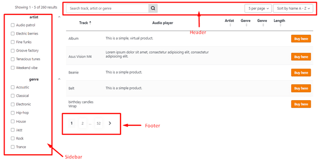 Product table plugin adding filter and widgets option in woocommerce catalog