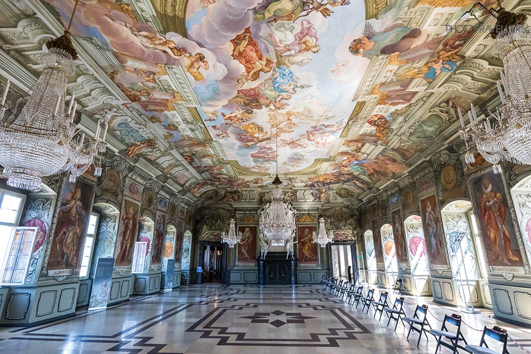 Der reich verzierte Kaisersaal in der Neuen Residenz in Bamberg