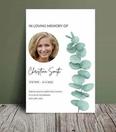 Eucalyptus funeral order program template (033) Eucalyptus funeral order program template (033) - Free Funeral Order of Service Template