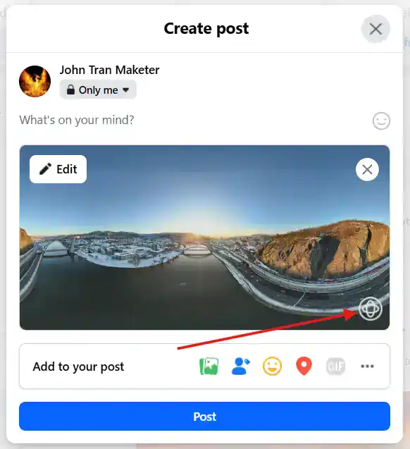 How to Upload and Share 360 Photos on Facebook in High Quality (Fixed) 2 Upload 360 photo to facebook - Step 3