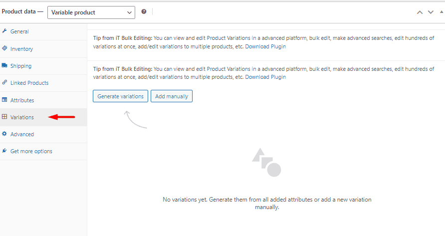 Open the Variations tab and press Generate Variations